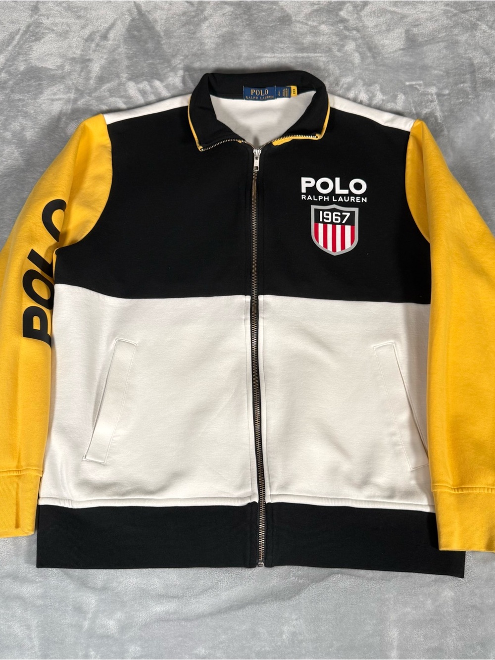 Polo Ralph Lauren Track Jacket Mens L Colorblock Stadium Shield Full Zip - Picture 1 of 11